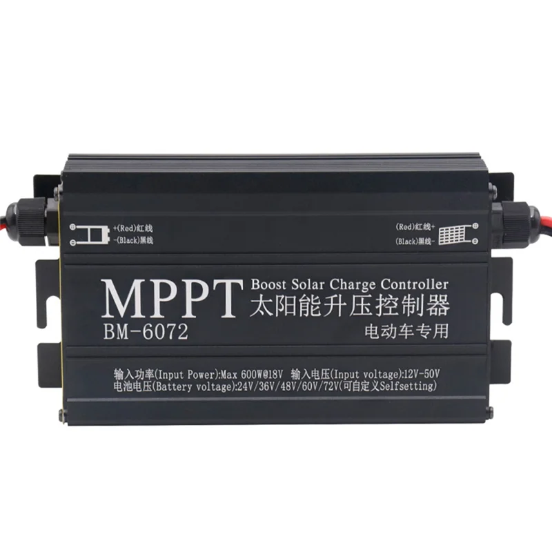 AS63-BM6072 600W MPPT Boost Solar Charge Controller For 24V 36V 48V 60V 72V Battery System Solar Panel 12-50V Input Voltage