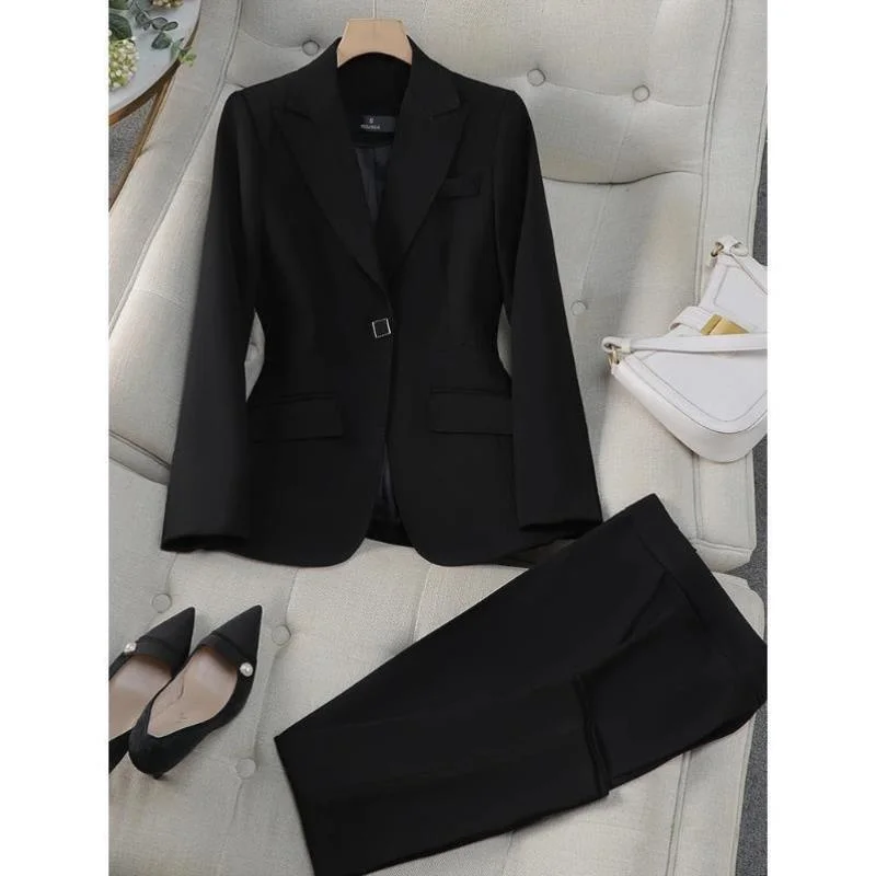 Women's Suit Pants Set Office Casual Spor Sle Autumn Winter New Arrival Cross-Border Seven-Quarter Sve T-irt