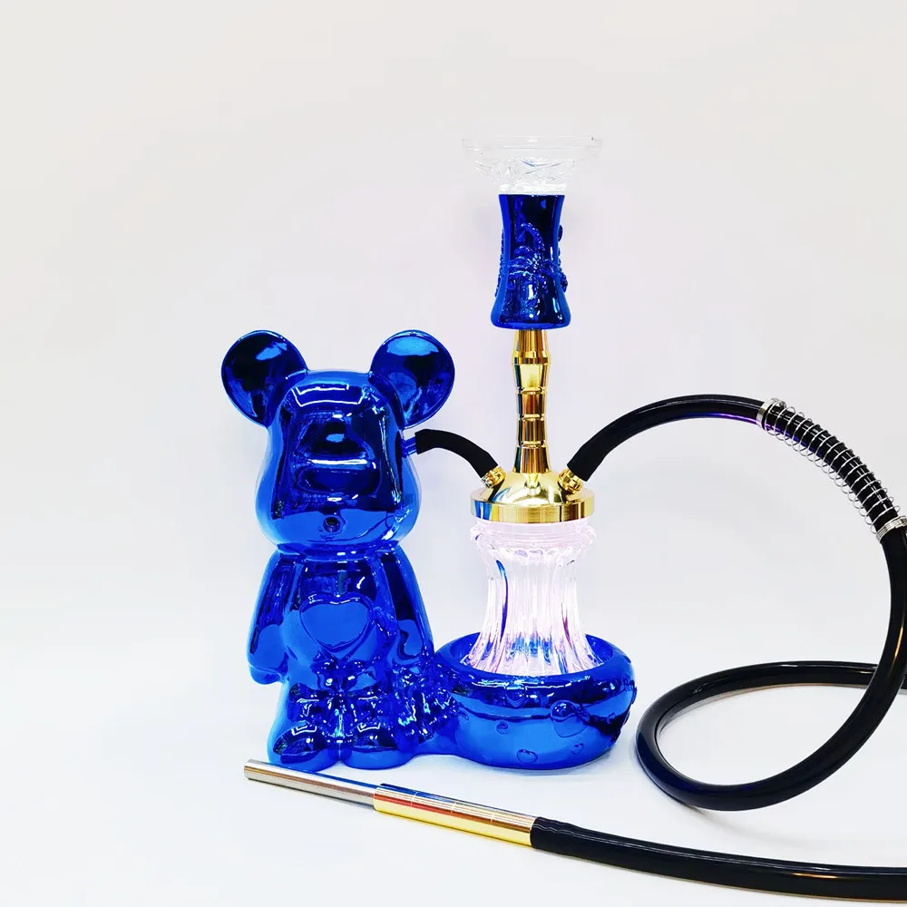 Lovely Bear Shape Single Pipe Shisha Resin Craft Bar Hookah Middle East Arabian Shisha Smoking Accessories Hoka Gift Decoration