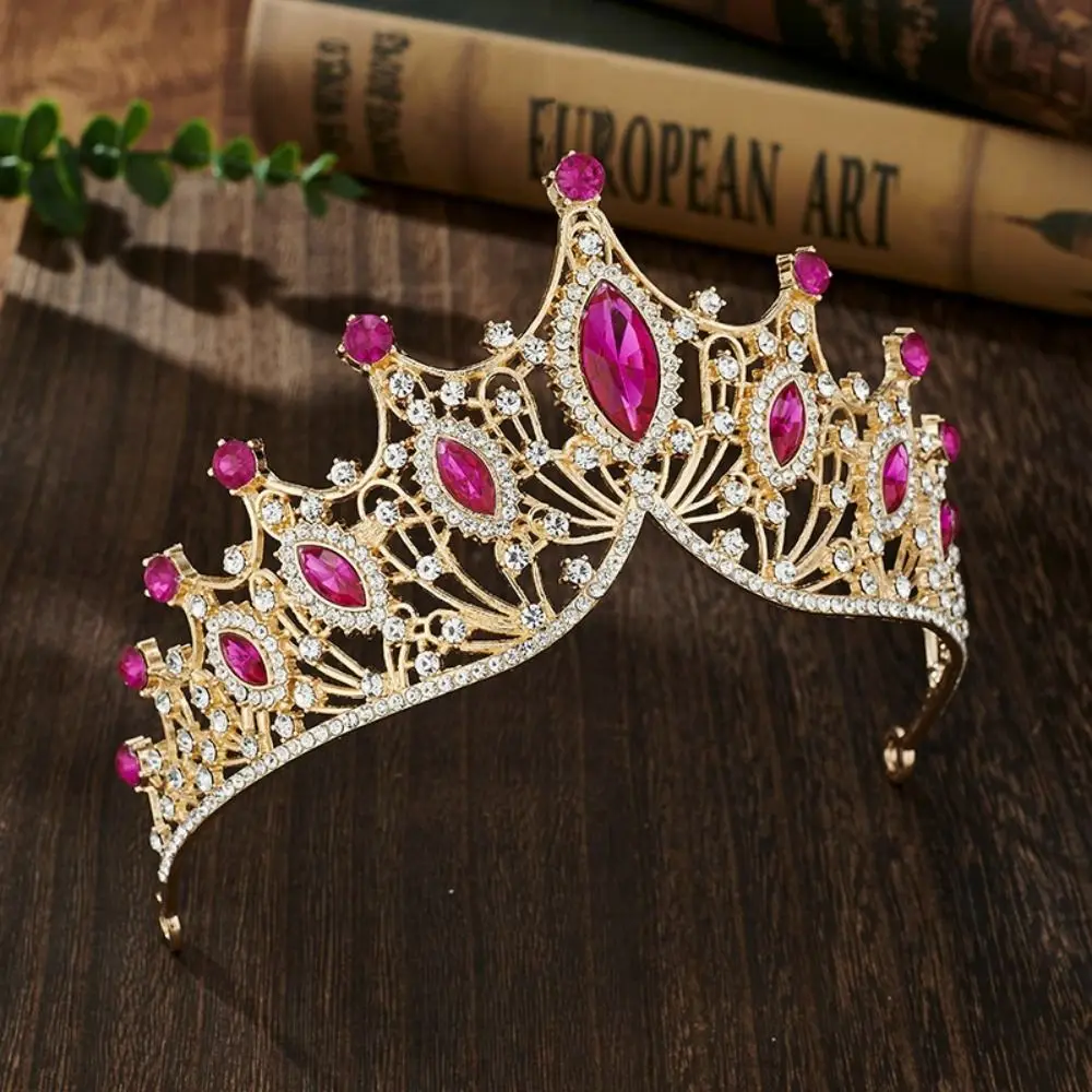 

Elegant Shiny Baroque Crown Metal Multicolor Princess Tiara Bridal Hair Tiara Hair Ornaments Rhinestone Crown Wedding