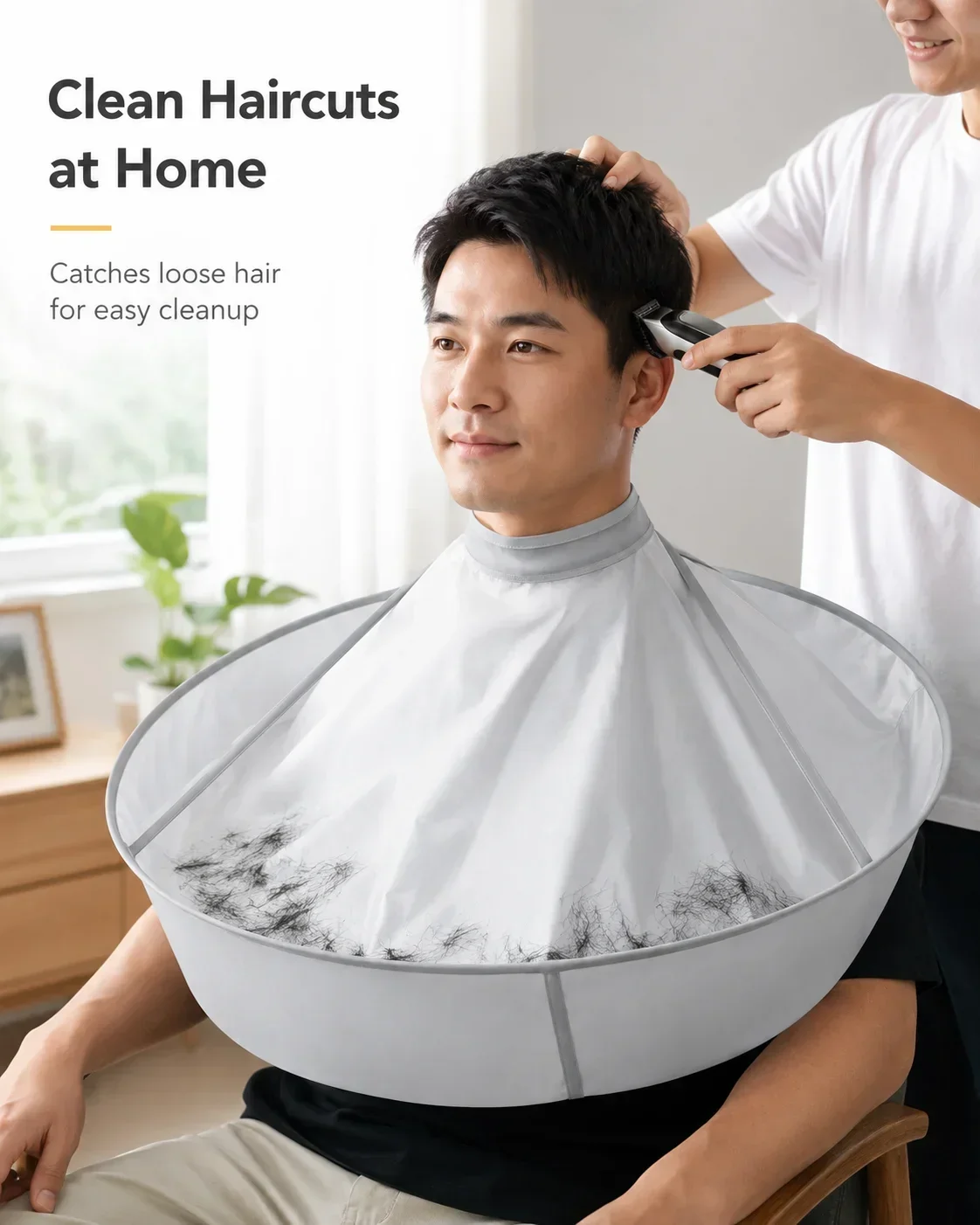 Barber Cape for Hair Cutting, Hairdressing Apron for Men Women, Hair Coloring Cape with Velcro Closure view 2