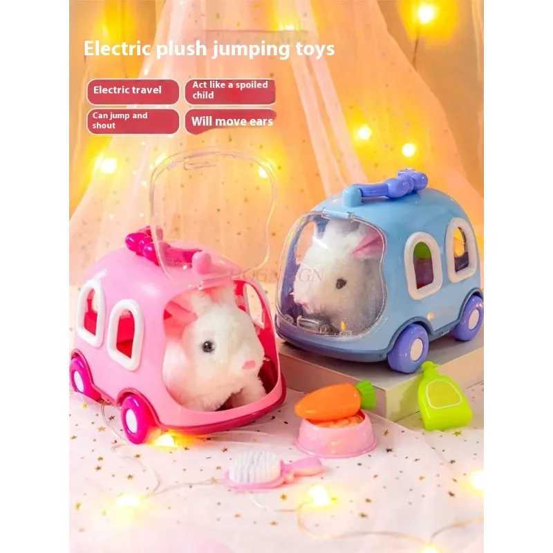 Jouet interactif en peluche-lapin électrique câlin avec mouvements réalistes, cadeau d'anniversaire parfait pour les filles