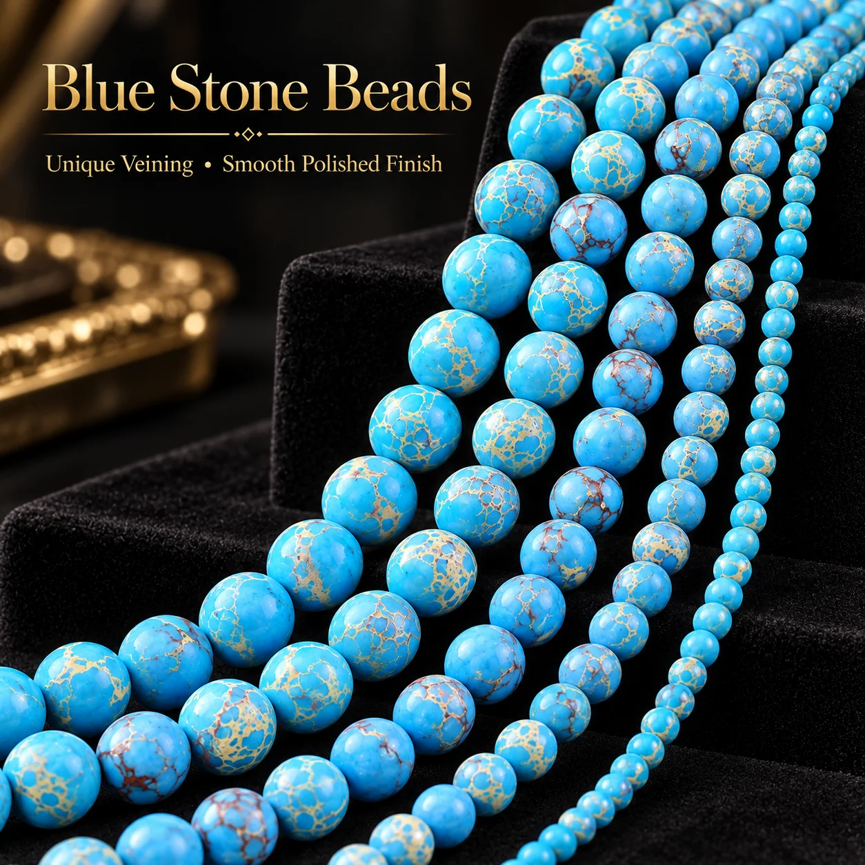 4-10mm 18-45pcs Stone Half strand Imperial Pine Lake Blue Spacer Loose Beads For Jewelry Bracelets Necklace Making DIY Accessori