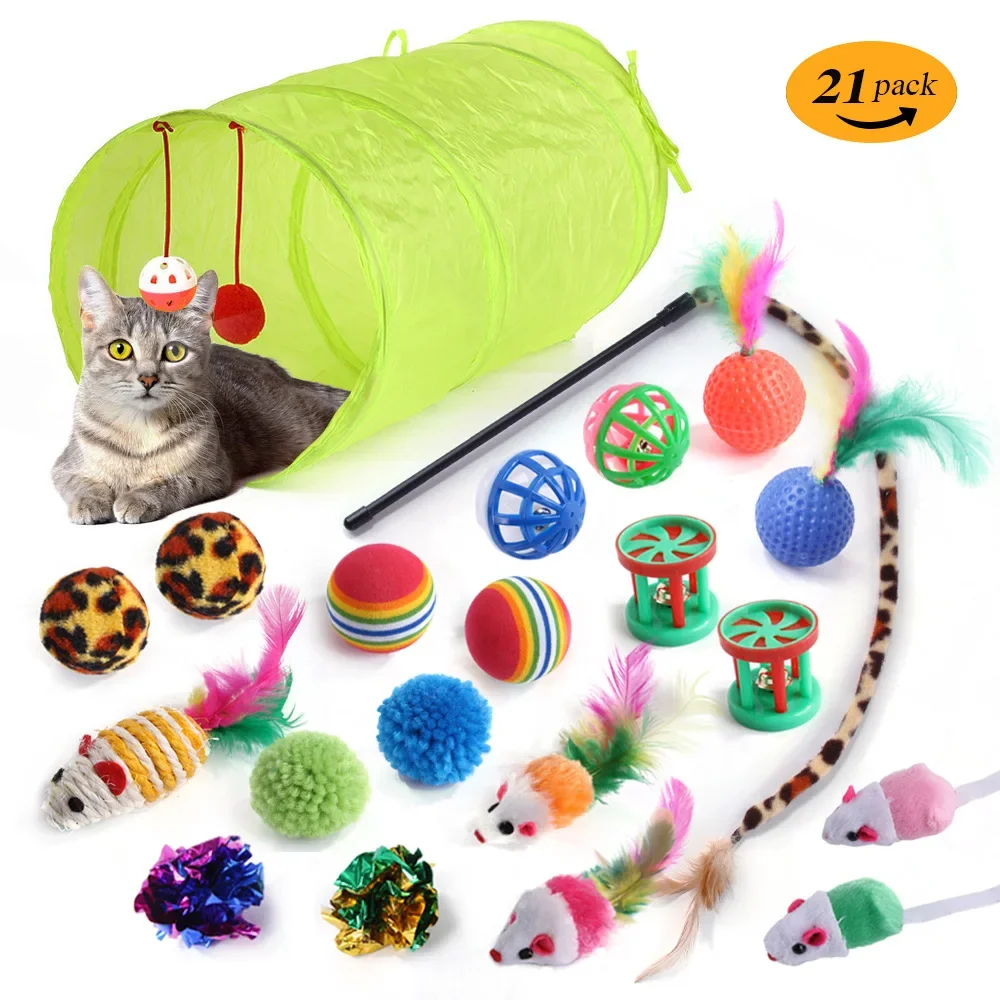 

New Product Plush Mouse Sounding Toy Set Pet Cat Toys Interactive Funny Stick Supplies Factory Spot Tunnel