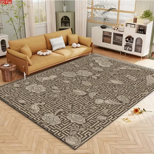 Vintage Maze Flower Bird Pattern Carpet Flooring Art Decor Rectangle Floor Rug for Room