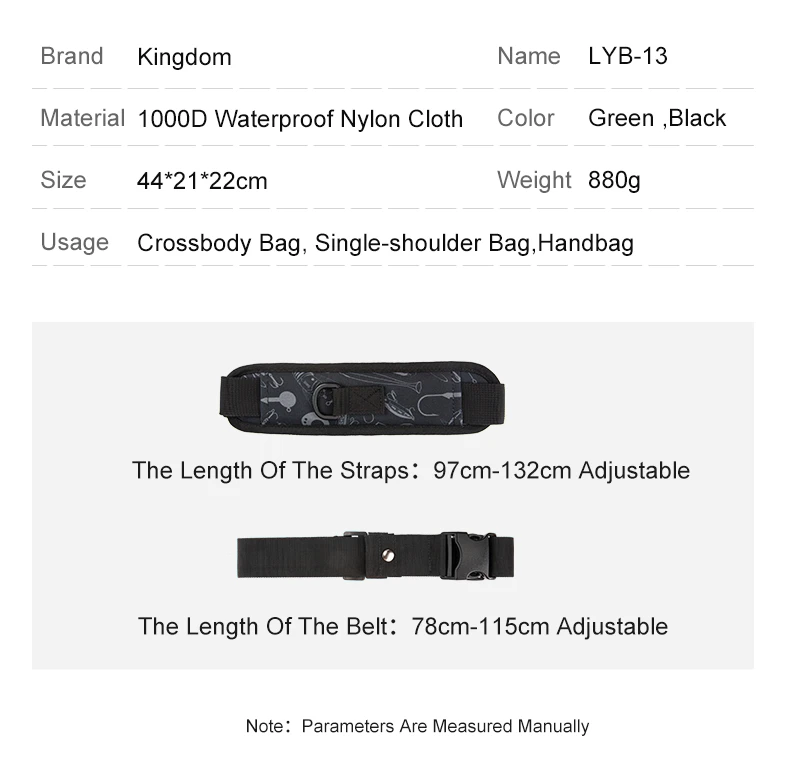 Kingdom Multifunktionale Angelgerät-Tasche, 44 x 21 x 22 cm, 1000D-Nylon, wasserdicht, große Kapazität, Outdoor-Sport, Angeln, Umhängetasche – Detail 8
