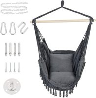 Oversize Hammock Chair Hanging Rope Swing Seat with 2 Cushions and Hardware Kits for Indoor Outdoor Home Bedroom