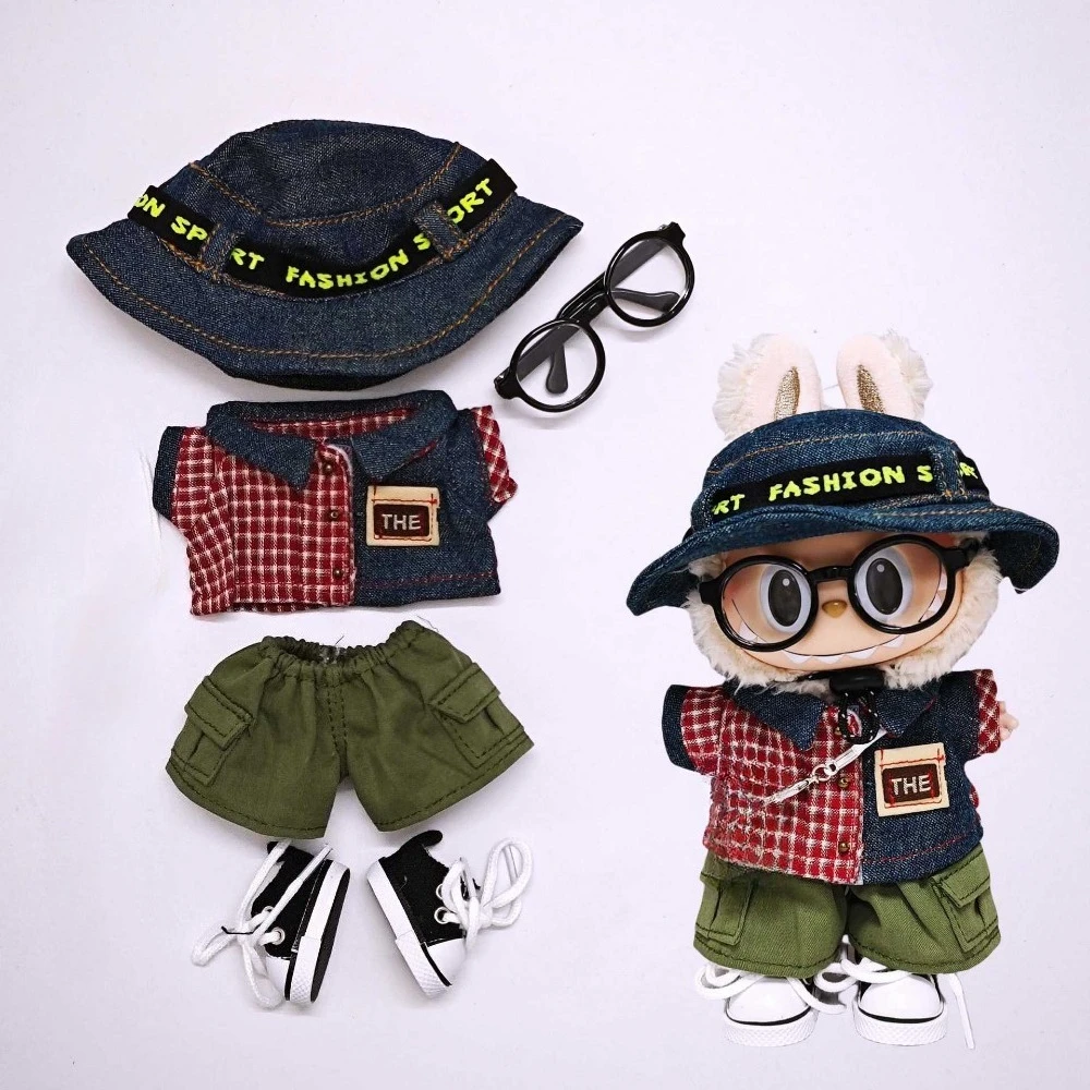 

For 17cm Labubu Doll Clothing Fashion Clothes Hat Glasses Dolls Accessories Changing Dress Playing House Game DIY GIft Toys