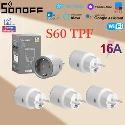 SONOFF iPlug S60 TPF EU WiFi Smart Plug con monitoraggio energetico Smart Home, telecomando tramite Alexa Alice Smartthings Google