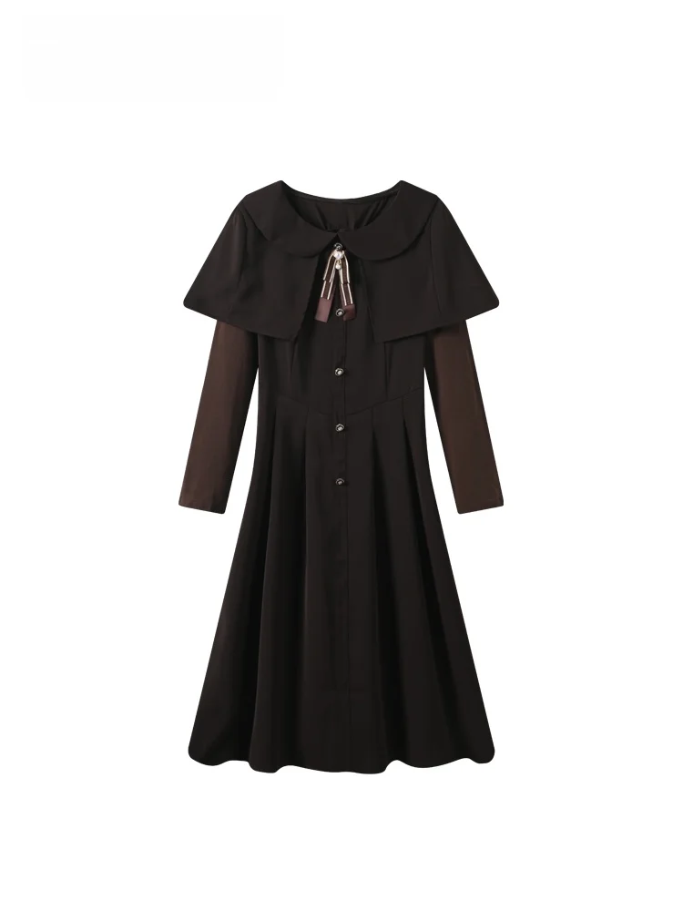 

Faionable Retro Winter New Design CaraCLUB plus Size Women's Dr Slimming A-Line Korean Sle Long Sve round Ne Dr