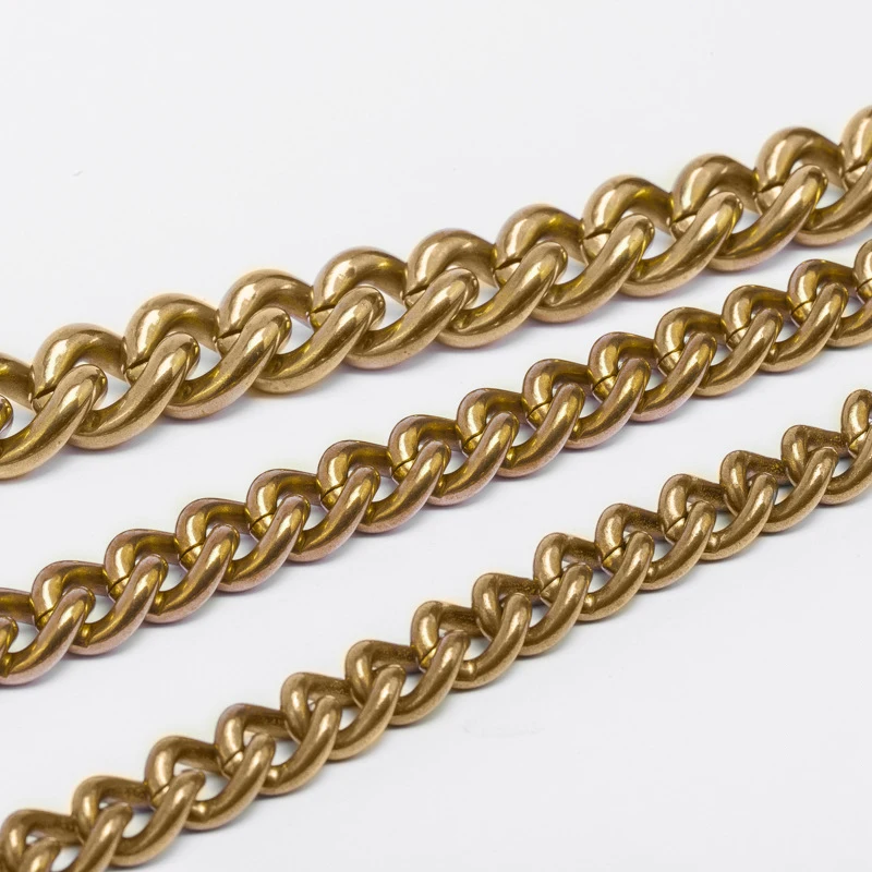 1 Meter Brass Wallet Chain Men Belt Pants Keychain Curb Link Chain Necklace Bag Strap Parts DIY Jewelry Making Accessories