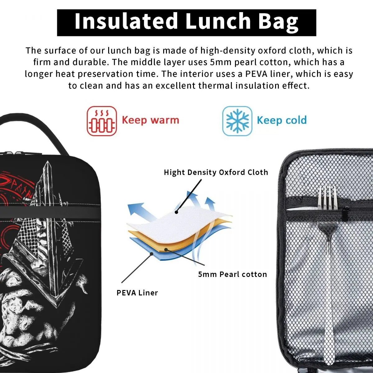 Chain Link And Fog Silent Hill Game Insulated Lunch Bag for Women Children Portable Food Boxes Thermal Lunch Box Tote