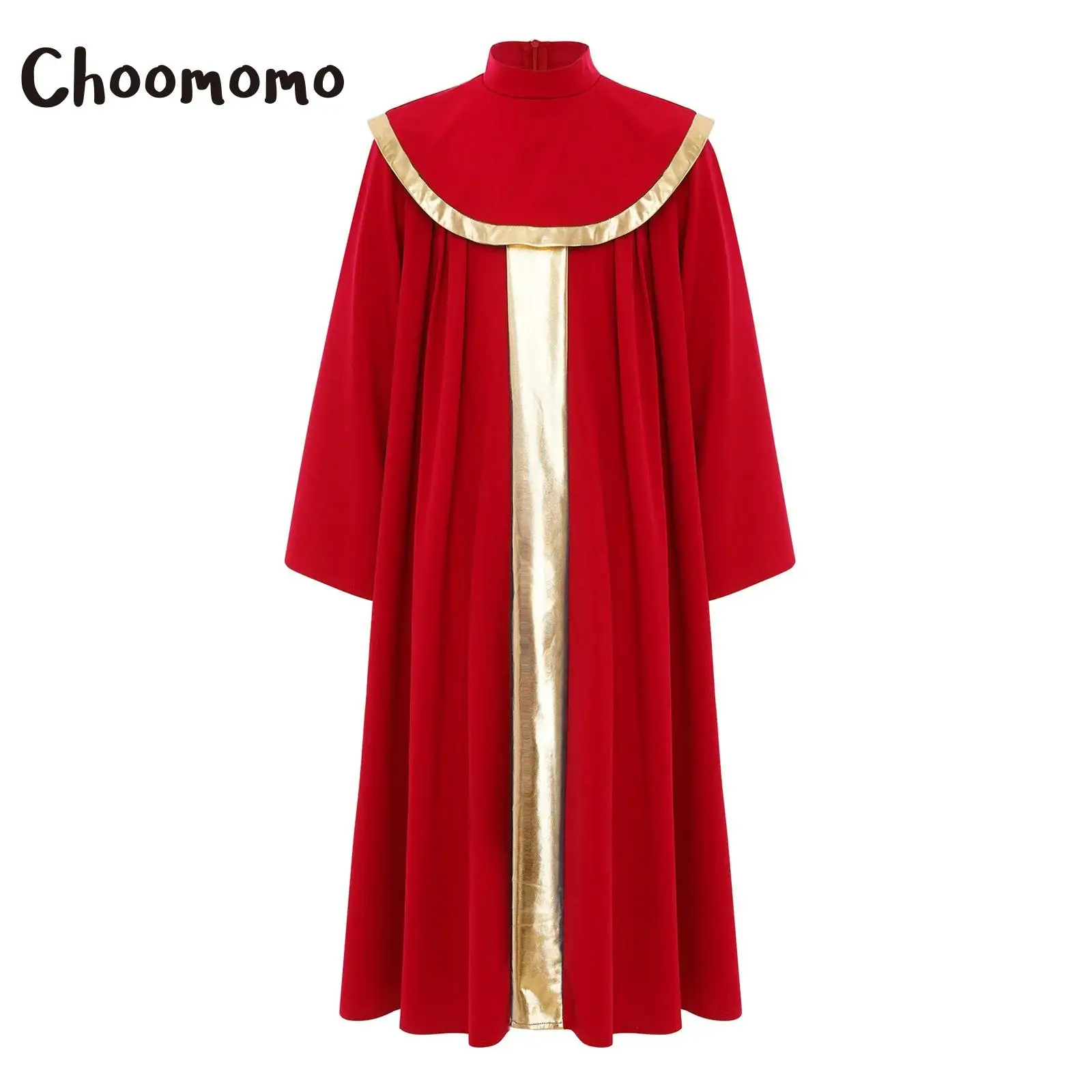 

Boys Girls Choir Robe Worship Praise Dance Costume Long Sleeve Metallic Pleated Grown Halloween Christian Priest Cosplay Costume