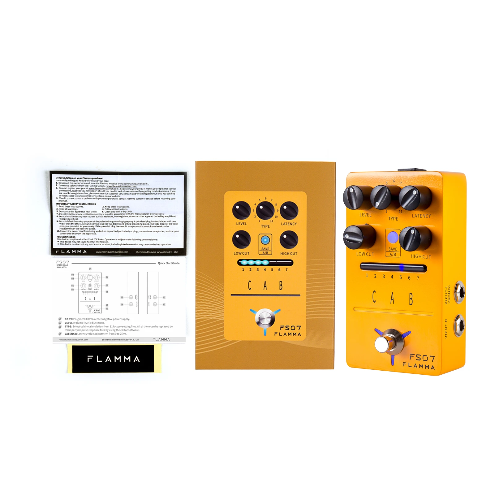 FLAMMA FS07 Pedal de Simulación de Gabinete IR, Efectos de Simulación de Pedal de Gabinete, Impulse Response Loader, 7 Presets, 11 IR de Fábrica