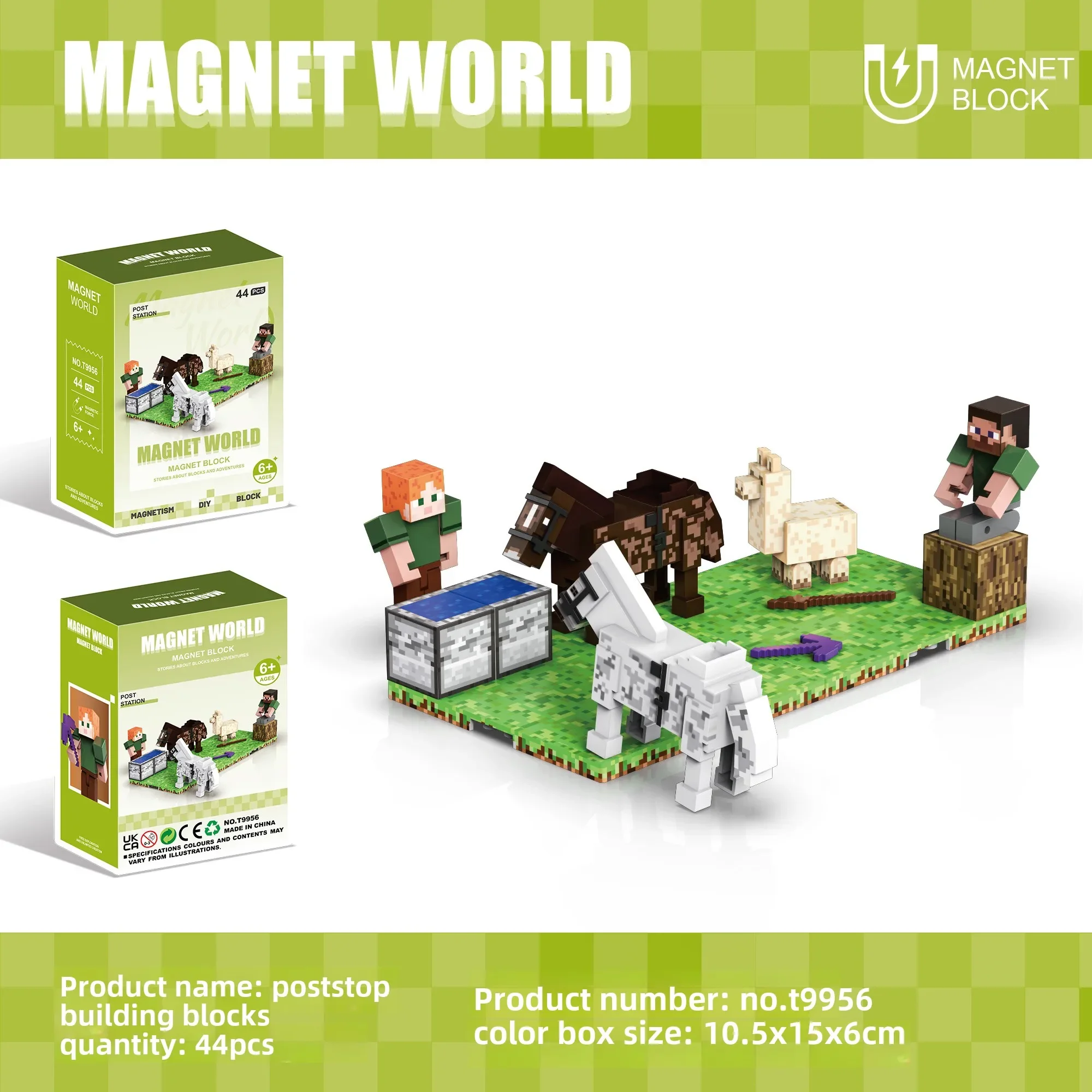 

Magnet World Race Horse Black Dragon Magnetic Assemble Building Blocks Construction Kit Toys DIY Puzzle Set For Children Kids