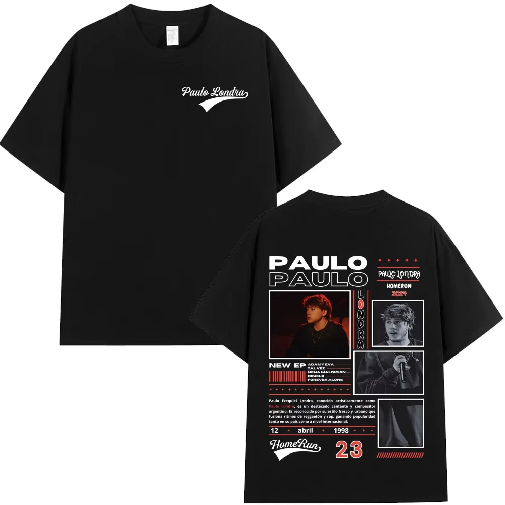 

2025 Trend Rapper Paulo Londra Homerun Album T-shirts Mens Women Fashion Hip Hop Oversized T Shirt Casual Cotton Short Sleeve Te