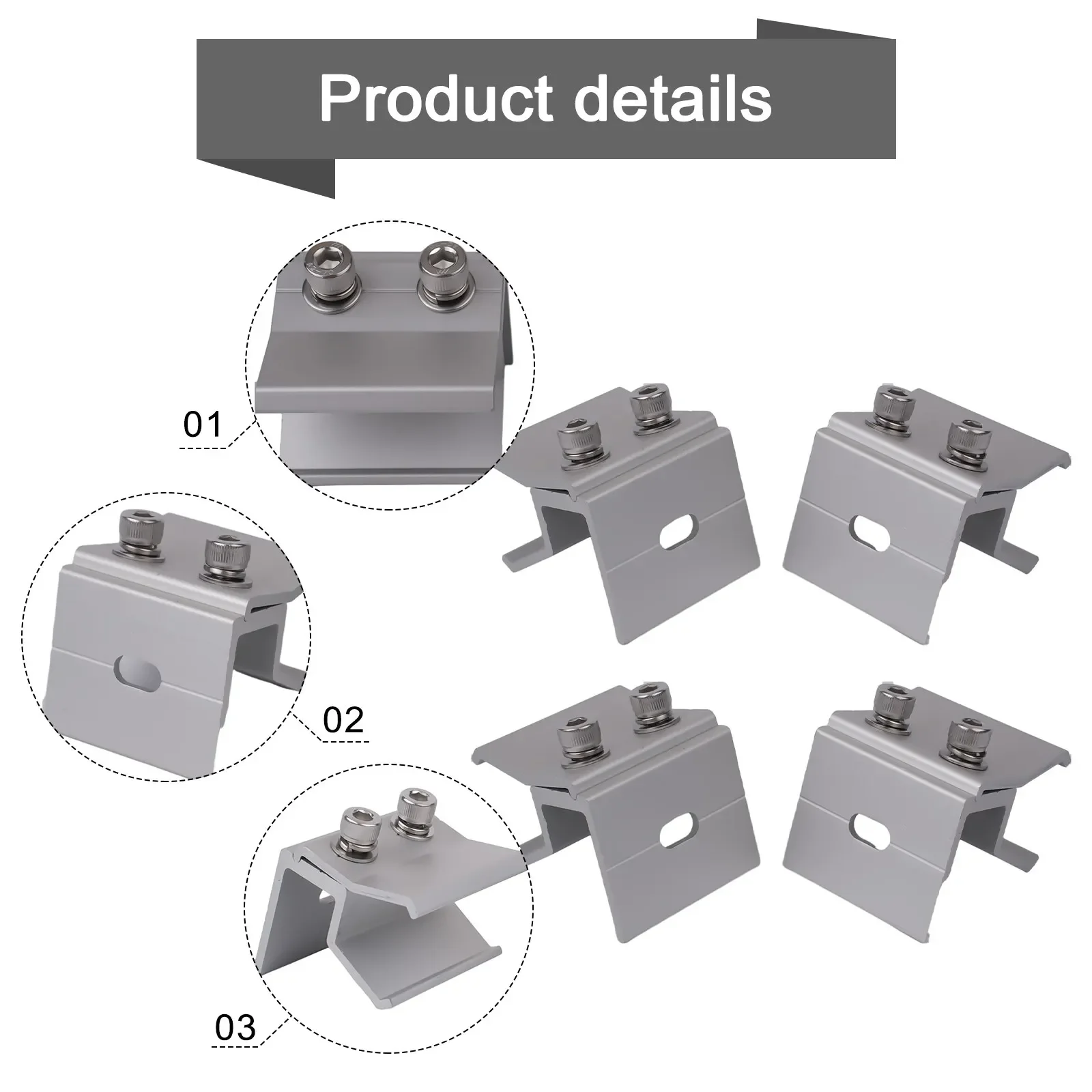 /1/4Pcs /Aluminum /Standing Seam Clamp Silver Stainless Steel Screw For Solar PV Panel Mounting On Metal Roof Sheet Racking Syst