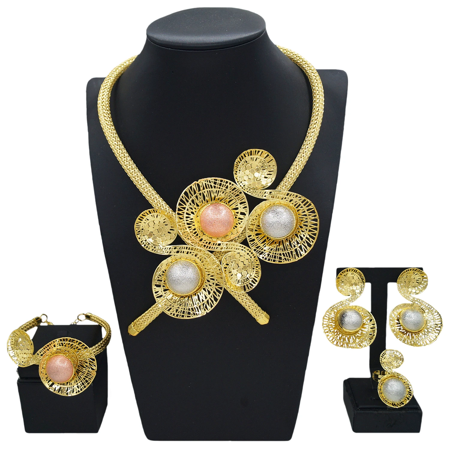 Yulaili's new Sweet Pakistan jewelry 4-piece set of exquisite and unique marriage proposal gift box wedding dress necklace