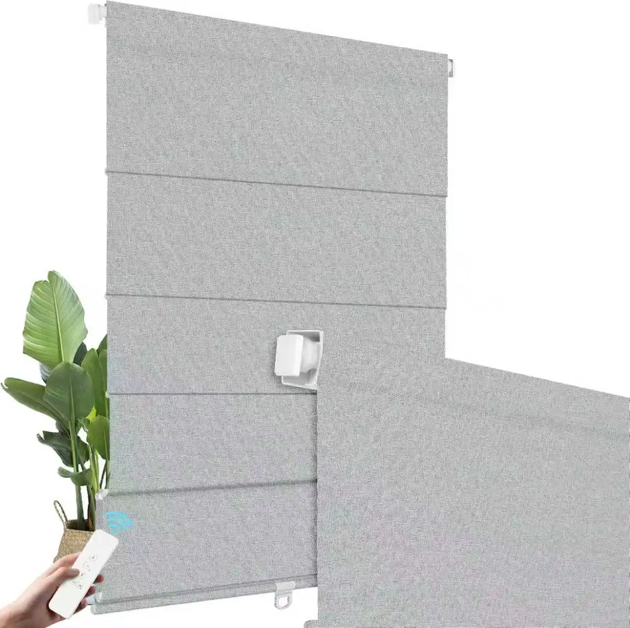 Wireless No Drill Roman Shades Automatic Blackout Cordless Easy Install Electric Modern Window Roman Blinds Custom Privacy