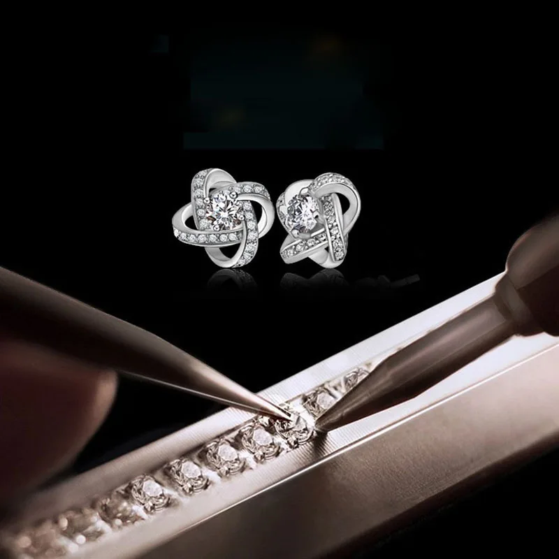 Kristallen Oorbellen 925 Sterling Zilveren Knoop Bloem Oorknopjes Voor Vrouwen Brincos Bijoux Bruiloft Sieraden