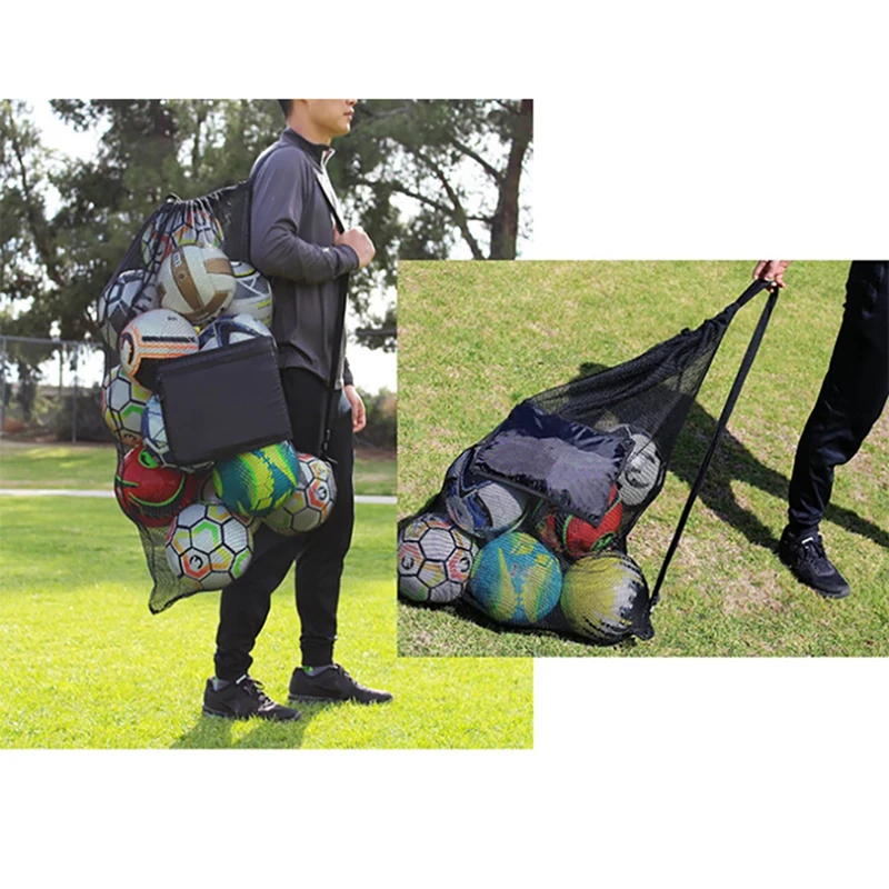 2 Pack Heavy Duty Extra Large Ball Bag Mesh Soccer Ball Bag Adjustable For Soccer Basketball Volleyball Baseball