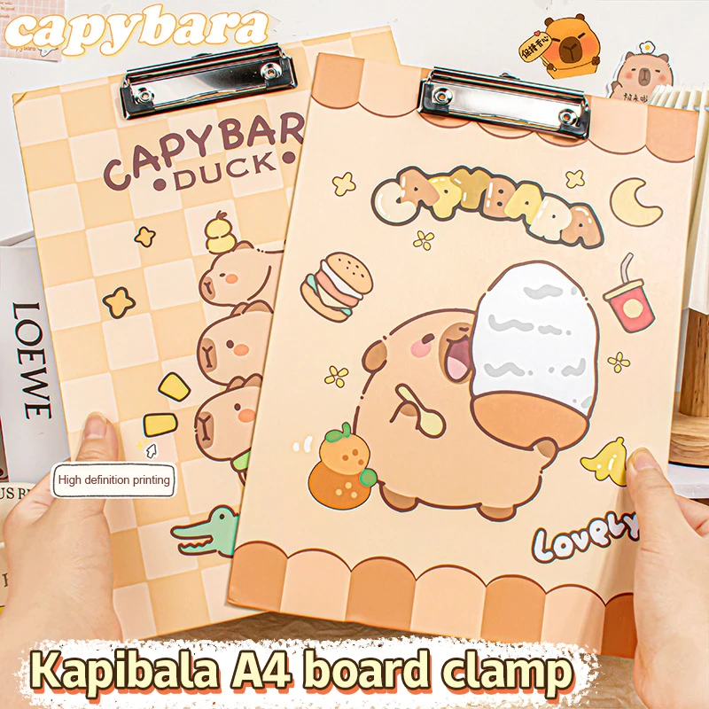 Karikatür Capybara su geçirmez dosya klasörü A4 Binder Test kağıdı depolama öğrenci malzemeleri öğrenci malzemeleri ve ofis malzemeleri