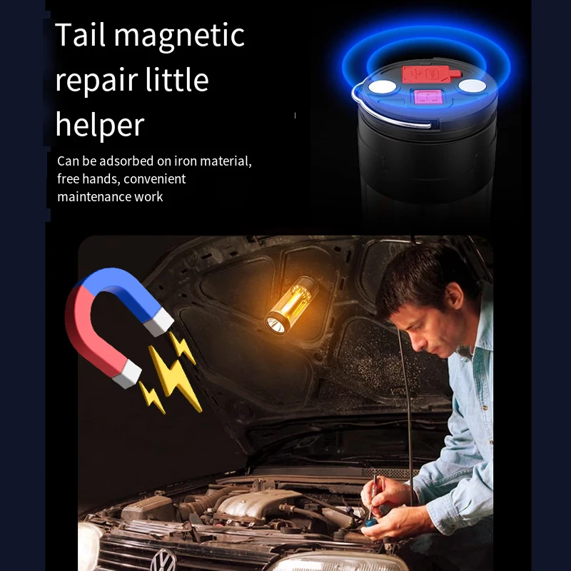 Rechargeable Flashlight Magnetic Torch Zoomable Flashlight COB Zoom Highlight Outdoor Lighting