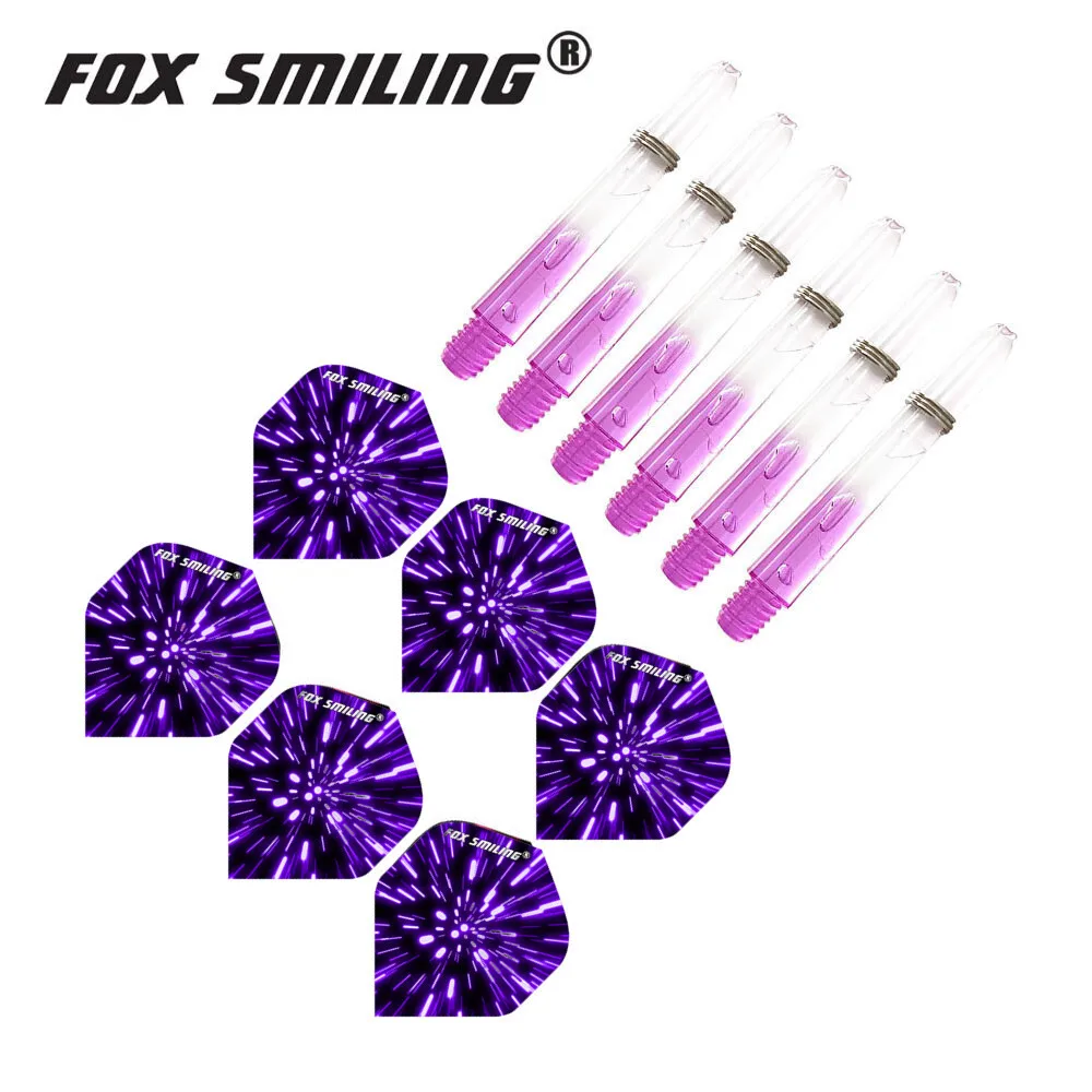 Fox Smiling 2BA 35mm Nylon Dart Shafts With Darts Flights Dardos Feather Leaves Set Colorful Dart Accessories Dartboard Games