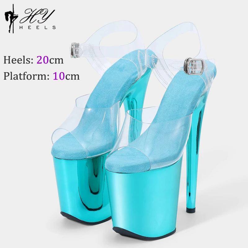 Sexy 20Cm 8 Inch High Heels Pole Dancing Sandals Transparent Upper Electroplated Stiletto Heels Women Shoes Party