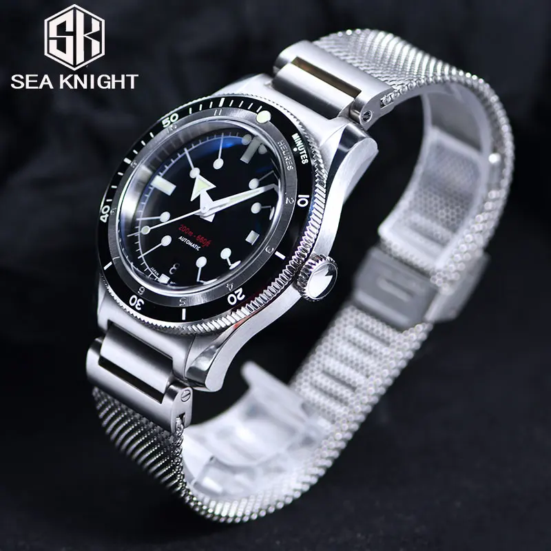 SEA KNIGHT Casual Fashion Men Diver Watch NH35A Movement Automatic Mechanical Sport Waterproof C3 Luminous Sapphire Mirror Watch