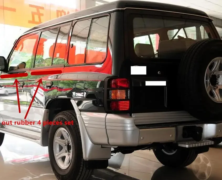 4 Pieces Window Glass Rubber Outside for Pajero 2nd V20 MB669117 1989-1999  Sealing Rubber for Montero Glass Protect 5 Door