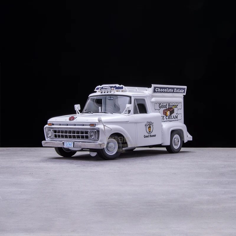 SunStar 1:18 Scale Ford F100 GOOD HUMOR Ice Cream Pickup Simulation Alloy Car Model Static Display Collectible Gift Decration