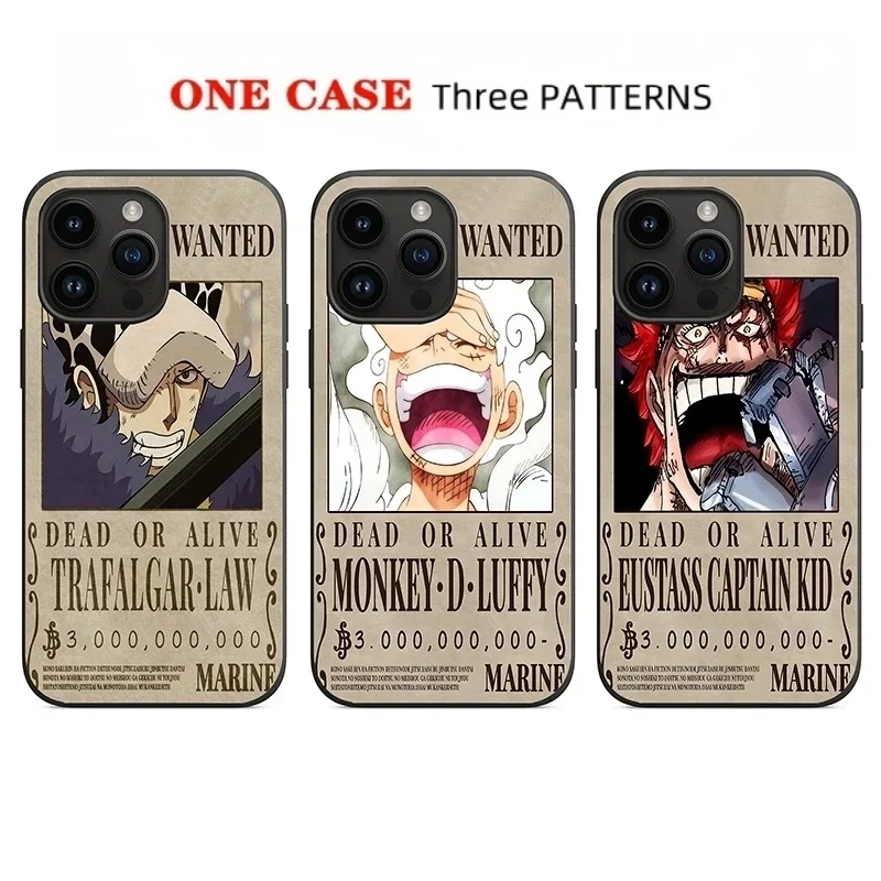 

Japan Anime 3D illusion One Piece Wanted Phone Case for iPhone 11 12 13 14 15 16 Pro Max Plus Luffy Zoro Sanji Anti-Fall Cover