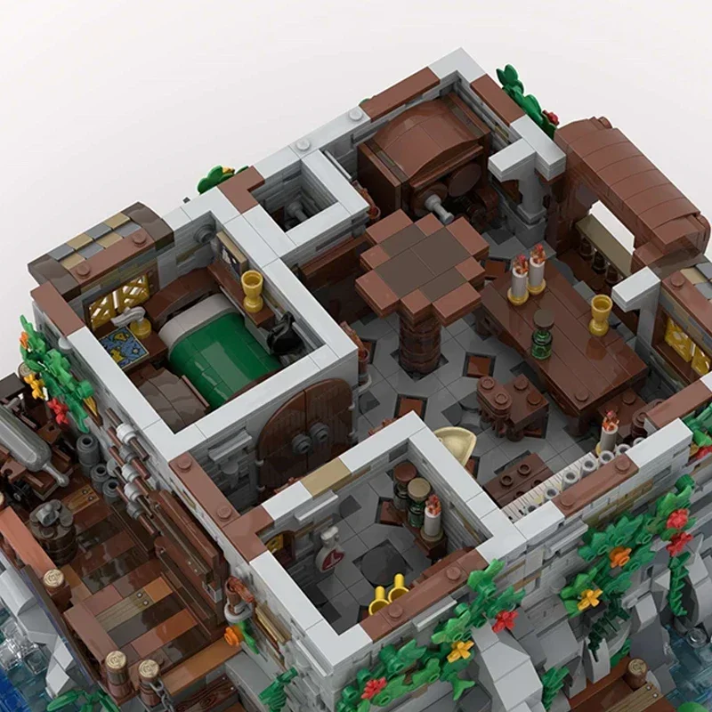 Modello medievale Moc Mattoni da costruzione Pirata Skull Island con tecnologia della casa Blocchi modulari Regalo Giocattolo di Natale Set fai da te Assemblaggio