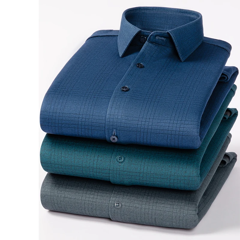 

Высококачественные зимние шерстяные рубашки с длинными рукавами для мужчин, облегающие повседневные рубашки sotf, теплые толстые элегантные топы, дизайнерская клетчатая одежда