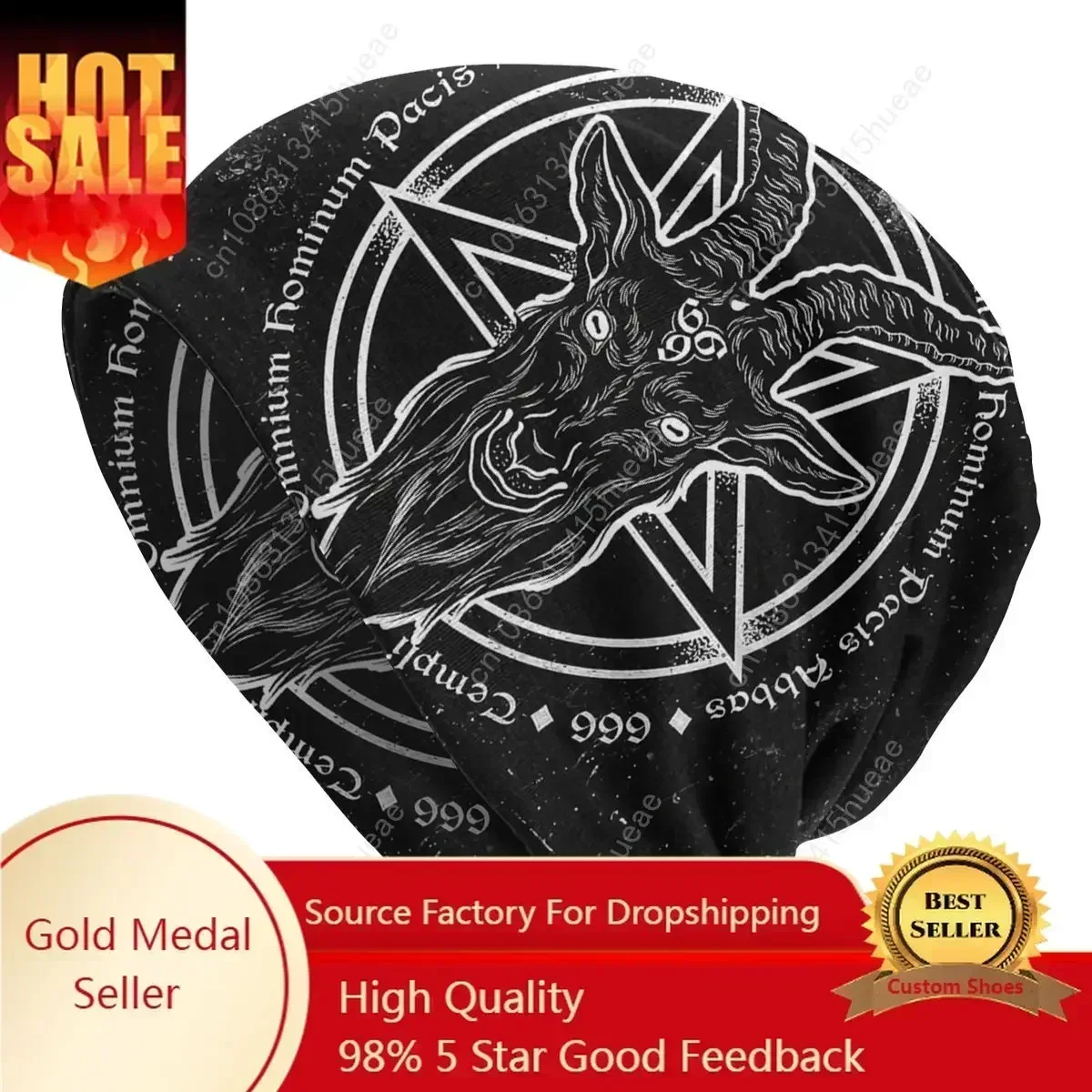 Devil Goat 666 Beanies Caps Men Women Unisex Trend Winter Warm Knitting Hat Adult Baphomet Satan Occult Magic Bonnet Hats