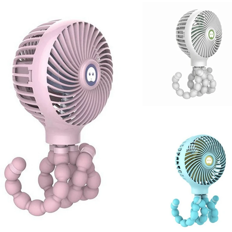 

Mini Portable Hanging Octopus Shape Stand Adjustable Handheld USB Charging Fan Cooler For Baby Stroller Student