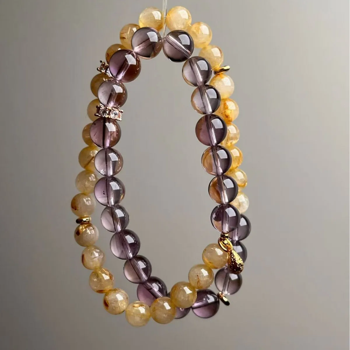 

Natural Amethyst Hair Crystal Double Circle Bracelet Women's Light Luxury Fashion Bracelet Original Design