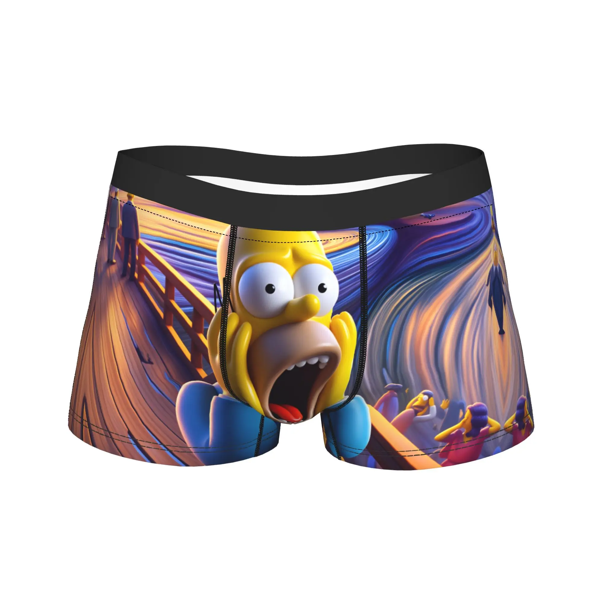 The Scream Homer S-Simpsons Parody Art Underwear Breathable Underpants Custom Boxer Brief For Men 3D Pouch Oversize Boxer Shorts