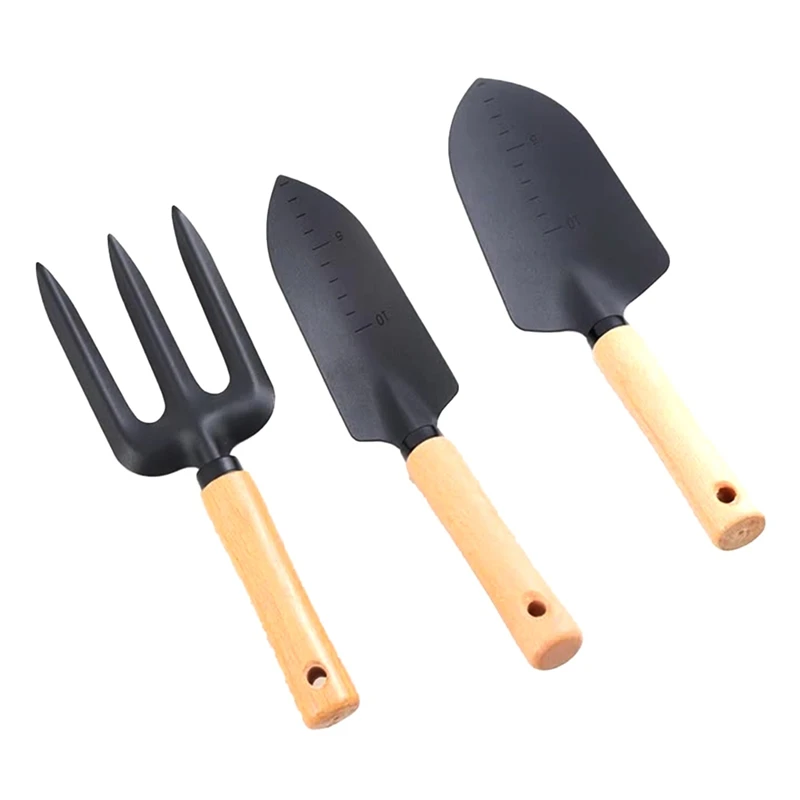 

3PCS Garden Trowel Set For Gardening & Camping With Wooden Handle Hand Trowel For Weeding Essential Tool For Beginners