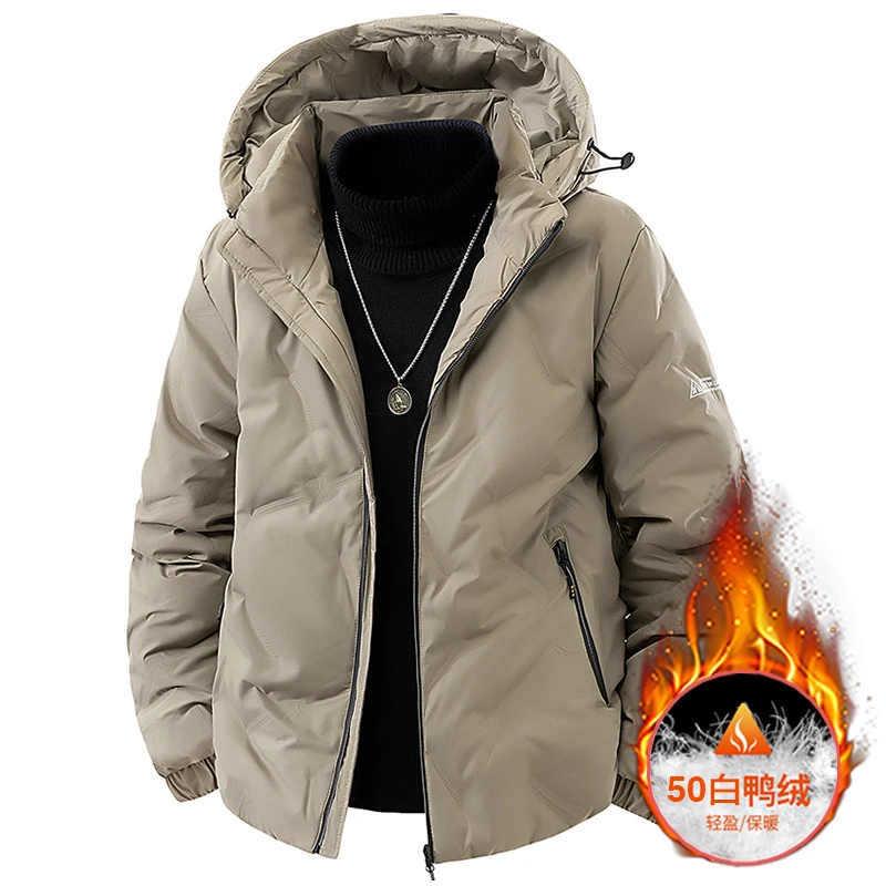 

Water-Resistant Black Gold down Jacket Men's Winter New Fashion Casual Thickened Graphene Warm White Duck down Coat