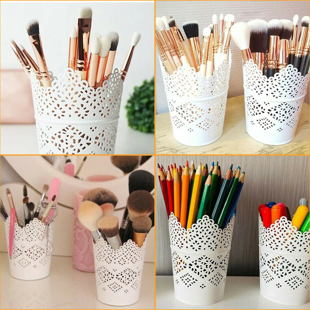 Hollow Metal Pencil Make Up Brush Storage Basket Pens Holder Creative Bucket Cosmetic Pencil Holder Makeup Brush Storage Bucket