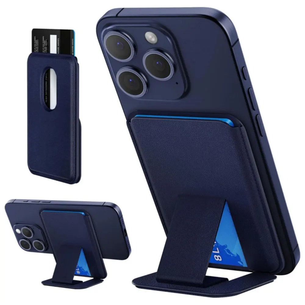 

Strong Magnetic Leather Wallet Holder For iPhone 16/15/14/13 Pro, With Hidden Secure Card Pocket