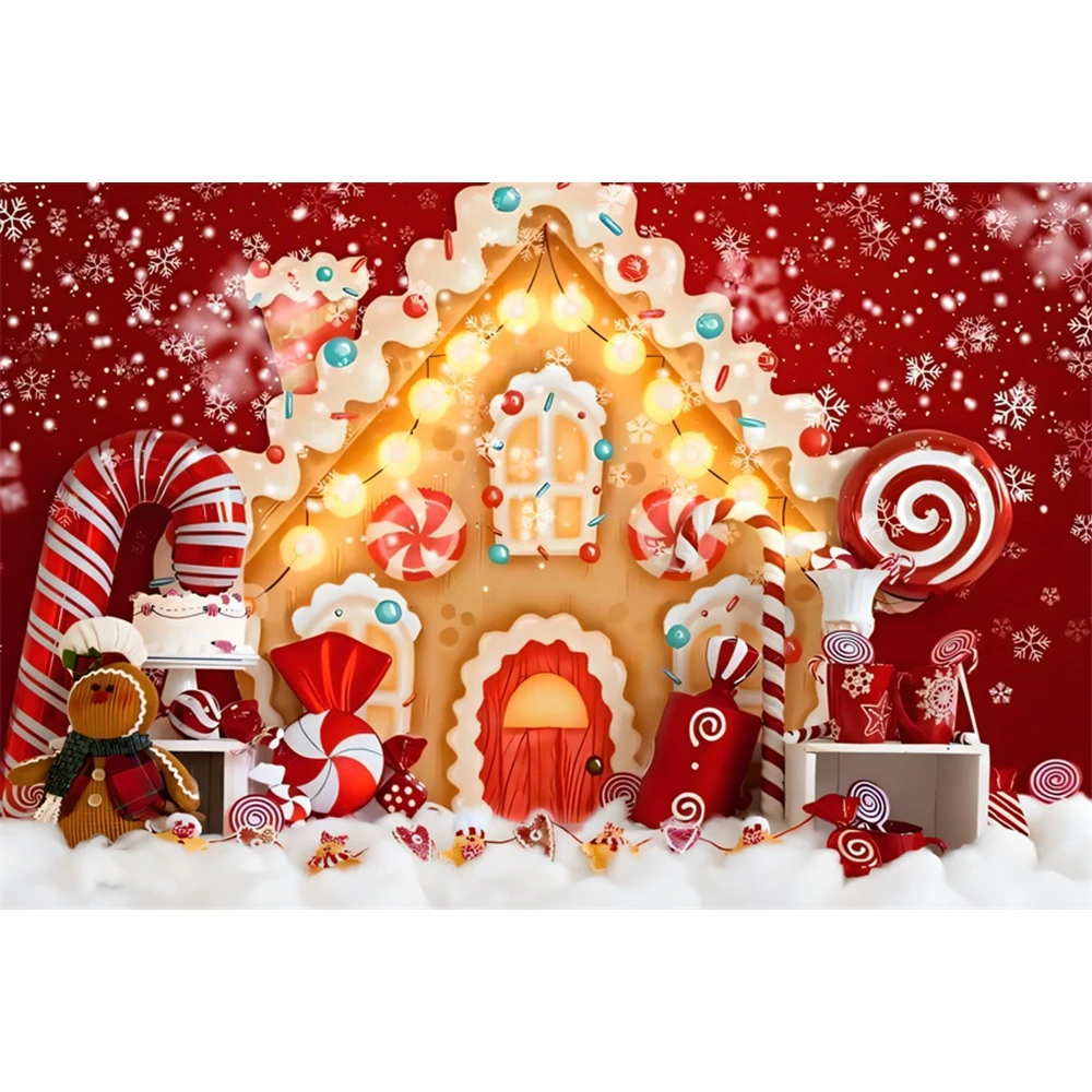 Frohe Weihnachten Hintergrund Fotografie Hintergründe Weihnachten rotes Haus Lebkuchen Winter Schnee Hintergrund Dekor Baby Dusche Studio Requisiten