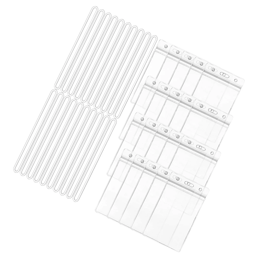 

Reusable ID Card Holder Vertical Sleeve Clear Transparent Name Badge Holders Luggage Loops Straps ID Holder Vertical Badge