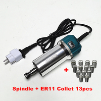 Spindle Motor Air Cooled 1.5KW 1500W Diameter 64mm ER11 Collet Chuck For DIY CNC Router Engraving Machine