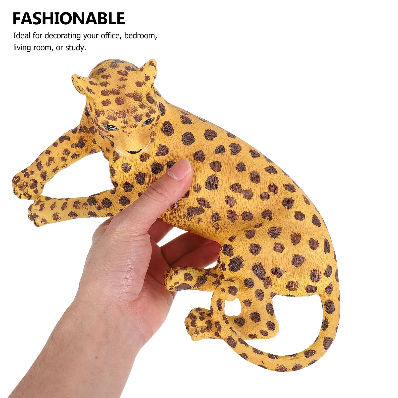 

Resin Leopard Sculpture Statue Animal Ornament Home Decor Desktop Decoration Simulation Wildlife Bedroom Office Decorative