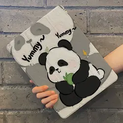IPad Cases Fashion Ins Cute Panda Full Cover Three Fold Transparent Ipad 7th Generation Case Anti-fall Ipad Pro 12 9 Case