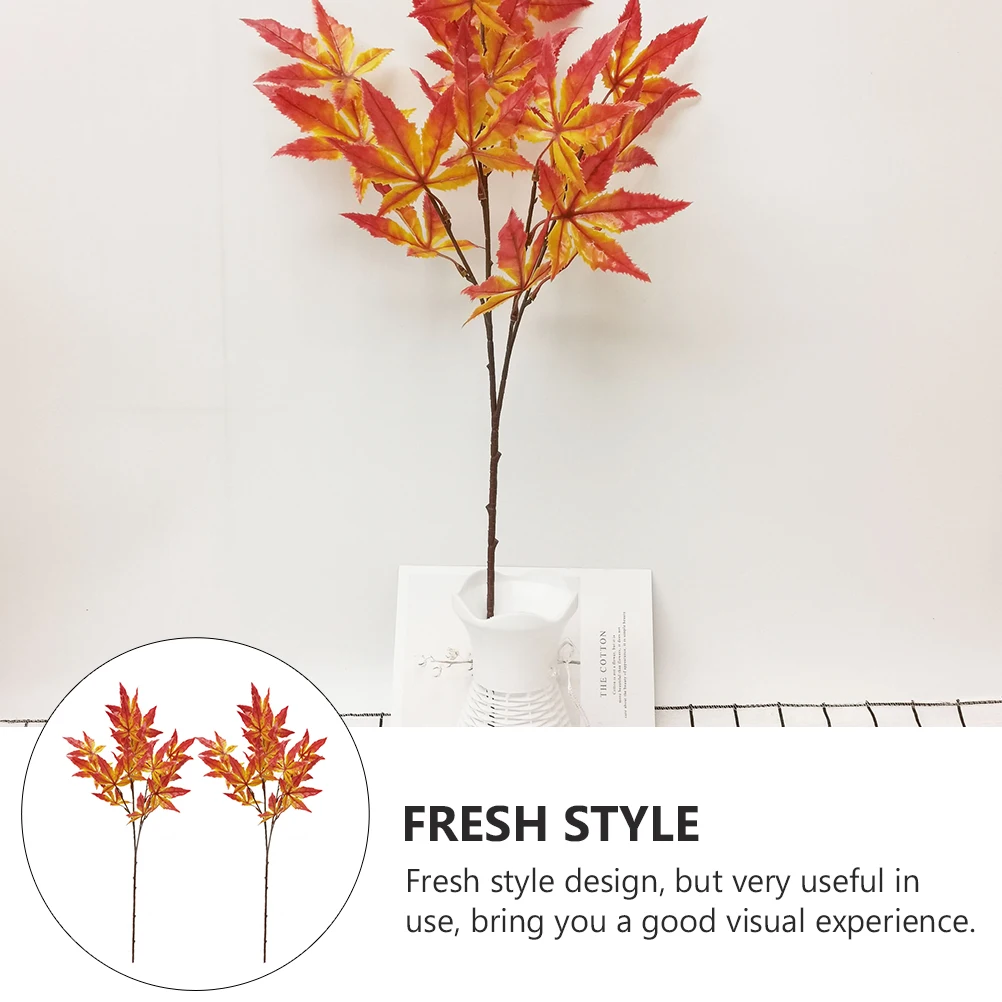 

2Pcs Artificial Branches High Quality Plastic Plants Branch Adornment Home Decorative Maple Leaf Garden Decoration