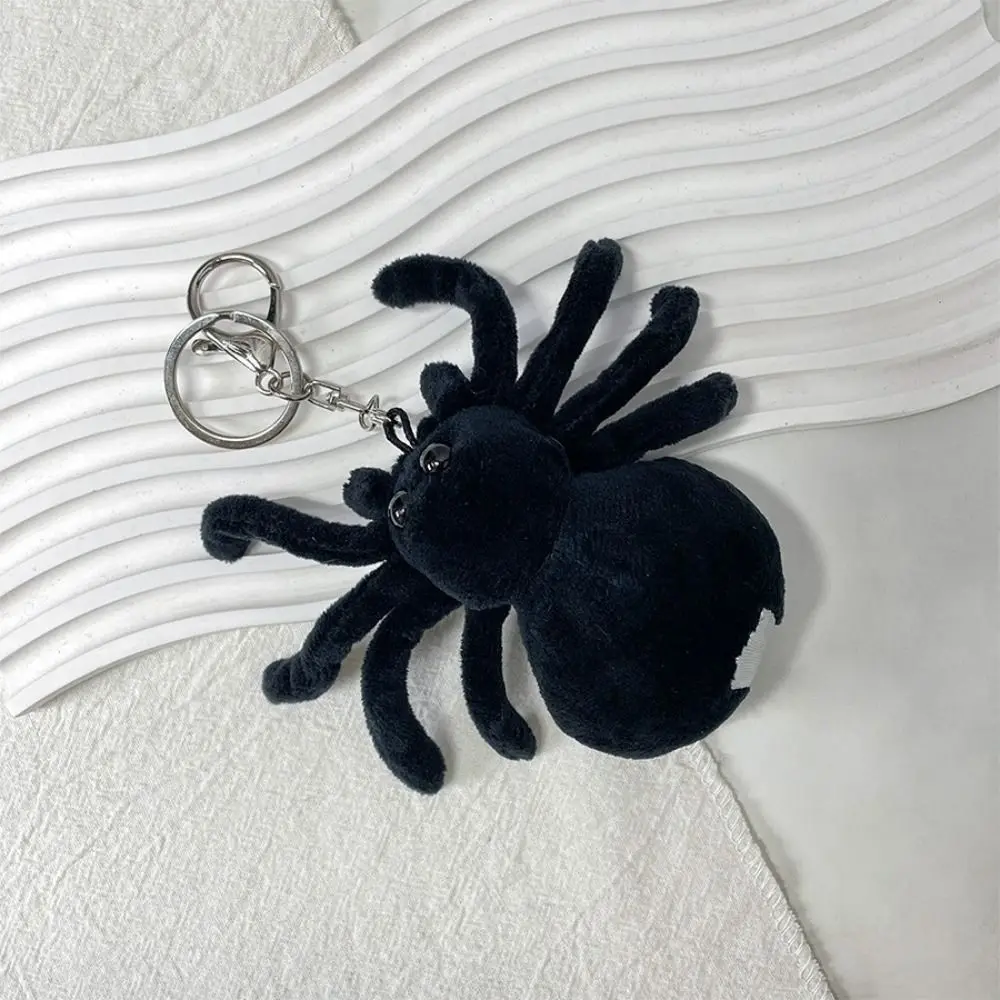 Adorable Cartoon Black Spider Plush Pendant Soft Plush Stuffed Cartoon Key Chain Backpack Charms Funny Doll Plush Keychain Gift